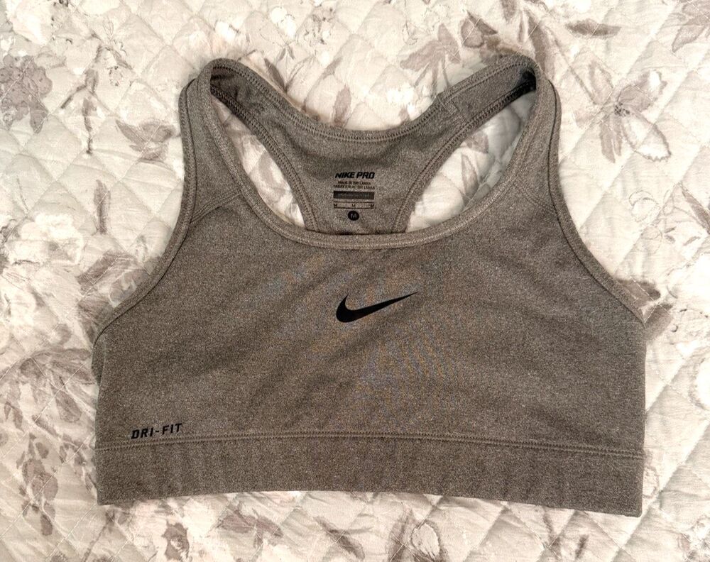 Nike Pro Dri-FIT Sports Bra Medium Gray Heather Racerback Medium Support